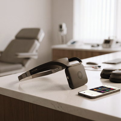 neuroVIZR ORIGINAL in Space Grey on a light countertop